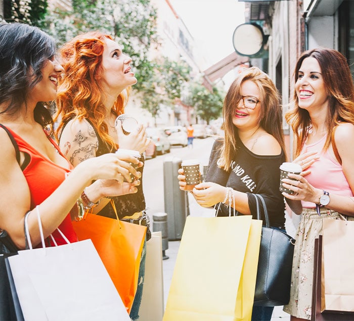 women having fun shopping